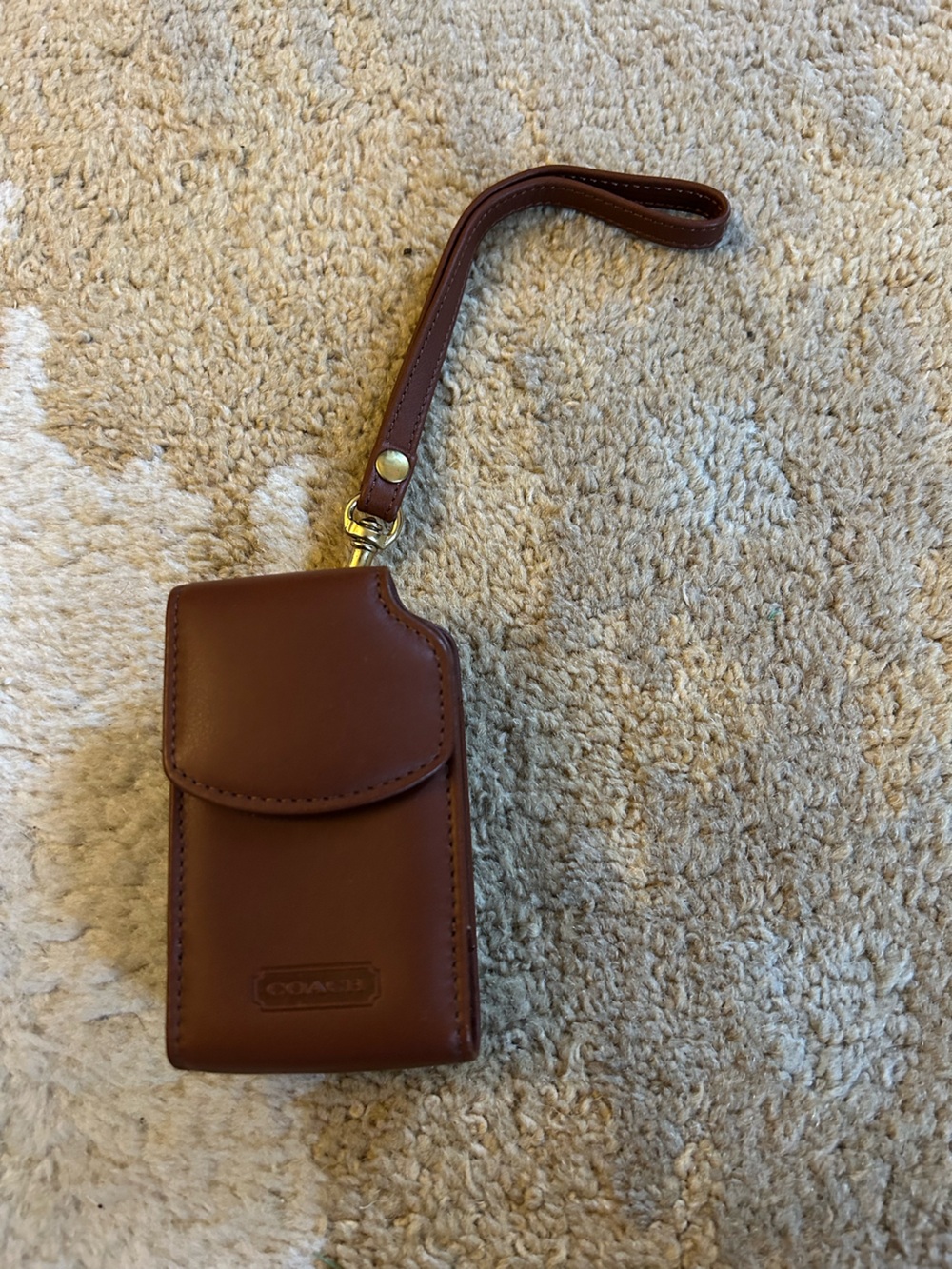 COACH Vintage Leather Cell Phone Case Wristlet Cognac Brown NWOT!